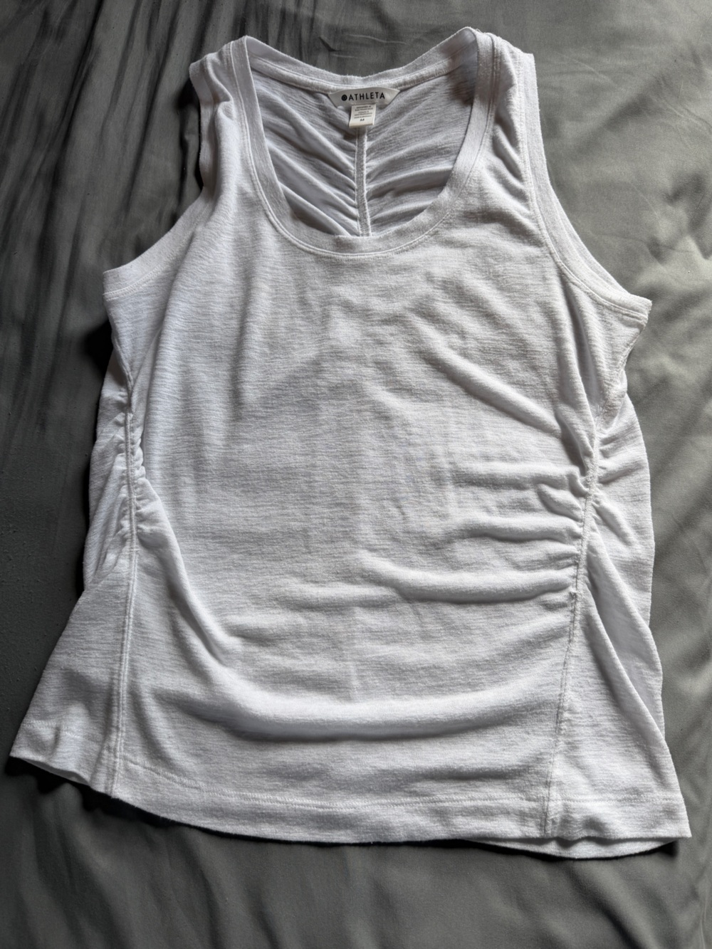 Athleta White Tank Top with Side Ruching